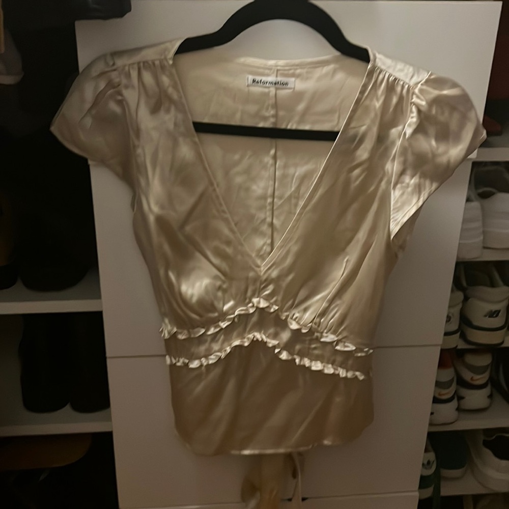 Reformation Silk Short Sleeve Top